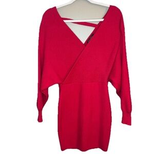 Petal Roz Red Ribbed Cardigan Sweater Mini Dress Women’s Small